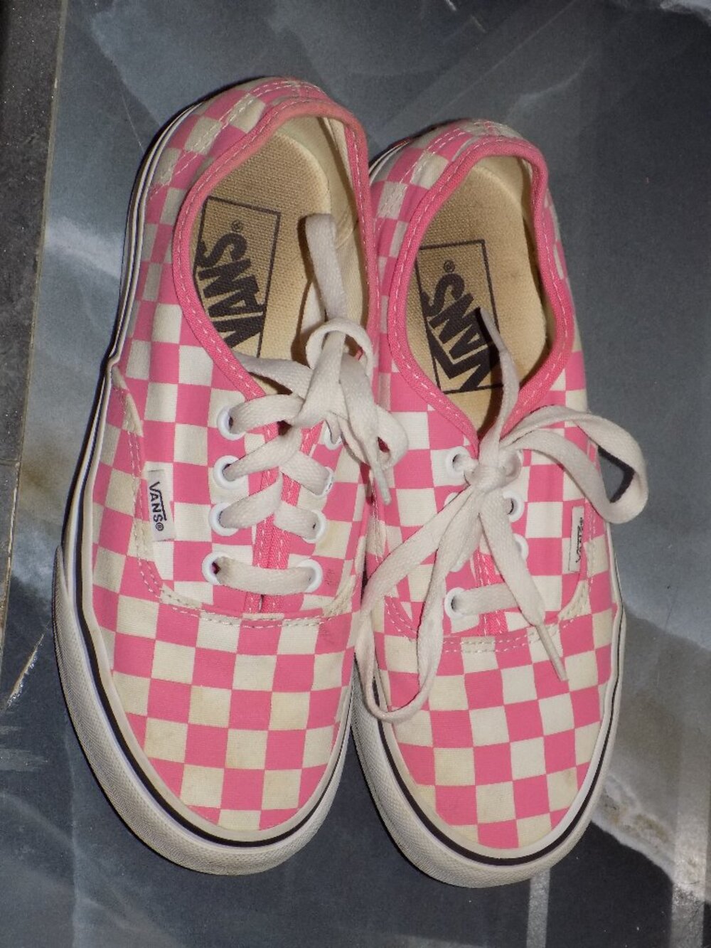Vans Pink Lemonade Checkerboard Lace Up Sneakers Size 5.5 Women's 4 Men's